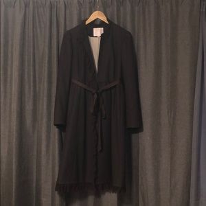 Lined wool pea coat with lace detail